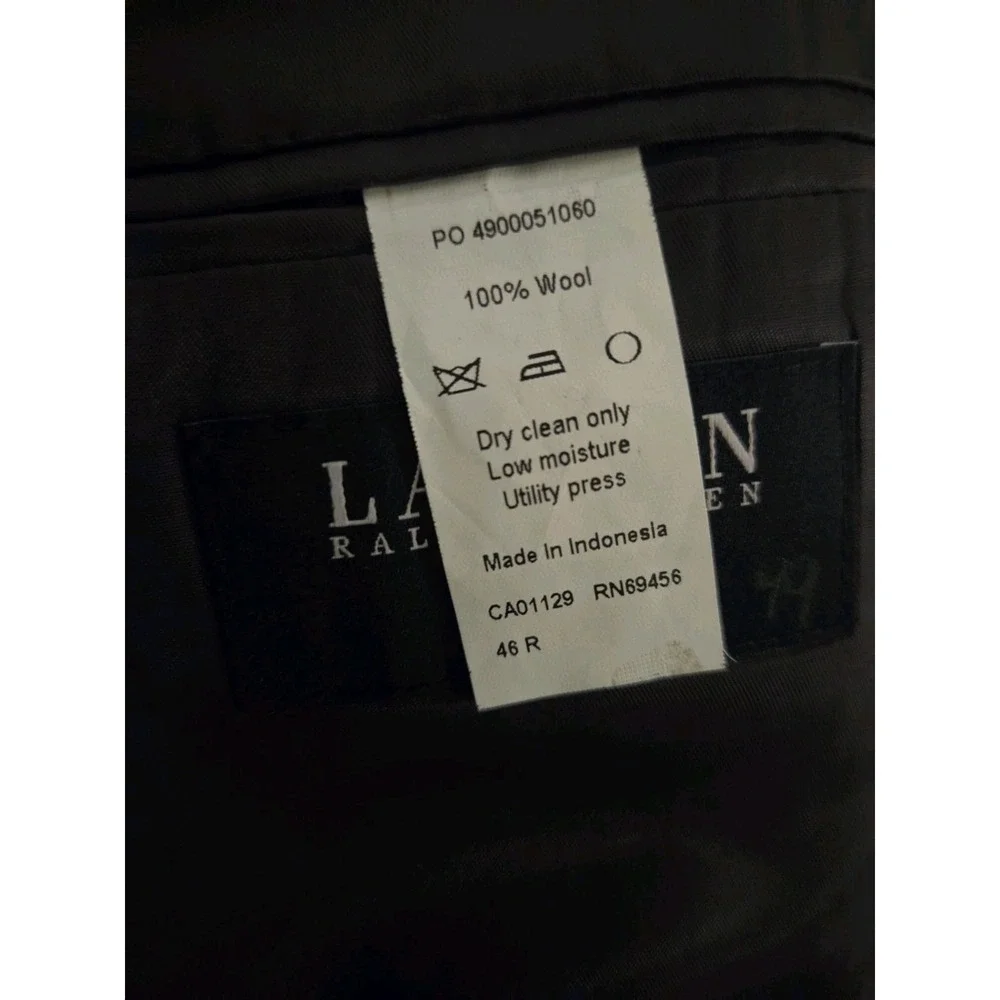 Ralph‎ Lauren Men's Wool Blazer Sport Coat Charcoal Gray 46R 2 Button